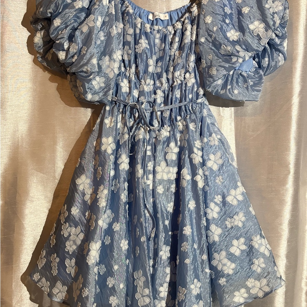 Talulah Blue and White Floral Midi Dress Puff Sleeves women’s Small